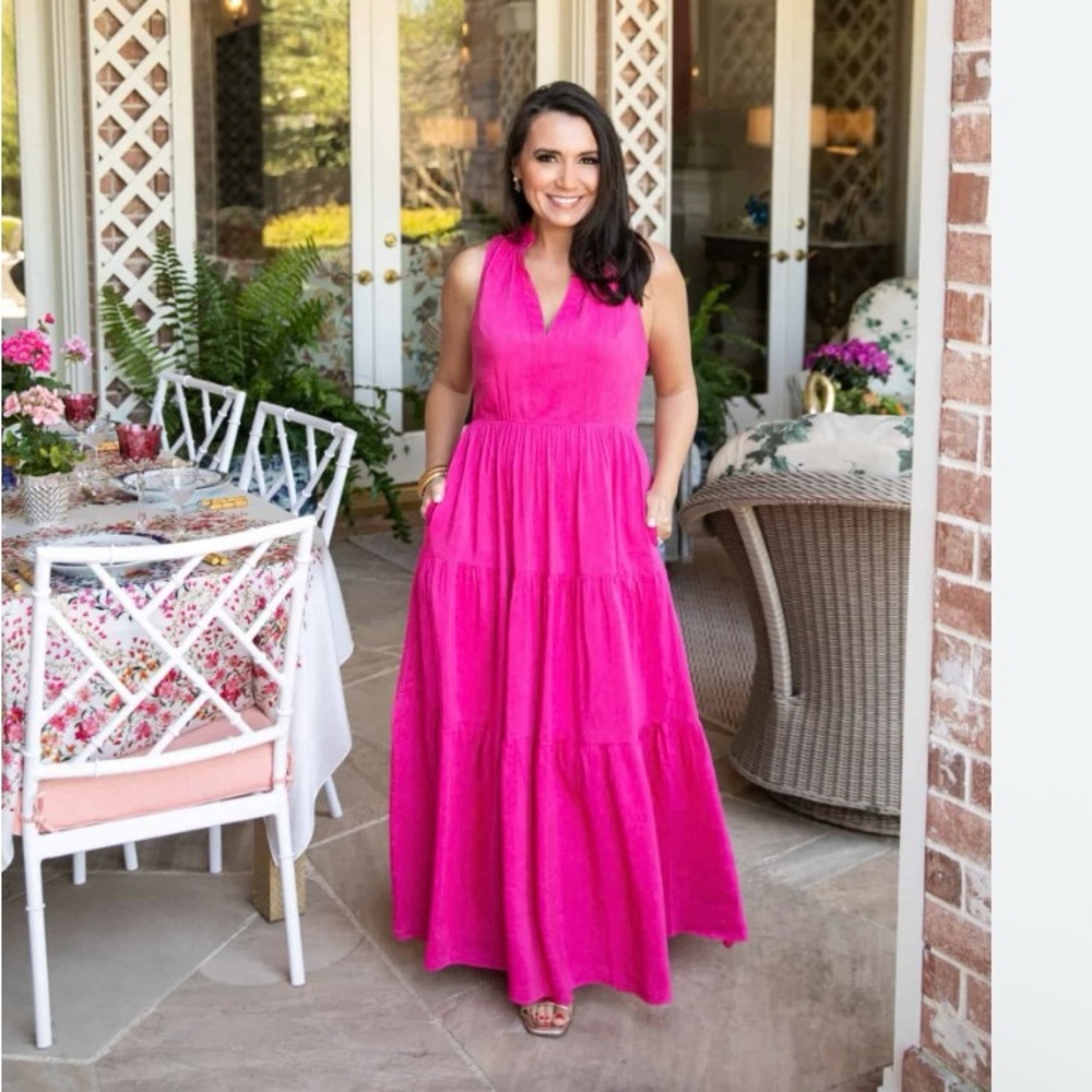 Kimberly Whitman x Antonio Melani Pink Tiered Maxi Dress Size 4